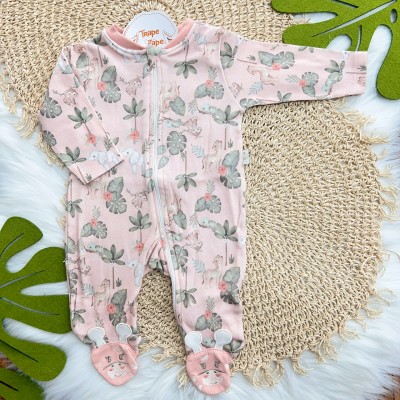 Macacão de Malha com Abertura em Zíper Safari - Rose e Verde